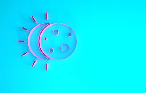 Pink Eclipse of the sun icon isolated on blue background. Total sonar eclipse Stock Illustration