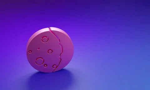 Pink Eclipse of the sun icon isolated on purple-blue background. Total sona.. Illustrazione stock