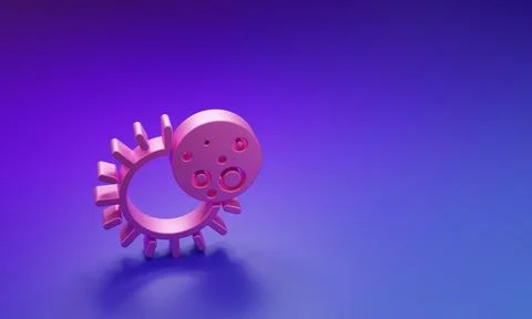 Pink Eclipse of the sun icon isolated on purple-blue background. Total sona.. Illustrazione stock