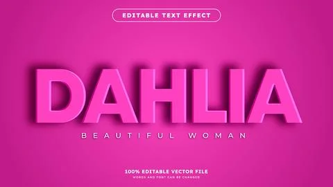 Pink Editable text effect customizable pink and girl 3d font style Stock Illustration