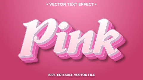 Pink editable text effect template Valentine pink colors editable vector Illustrazione stock