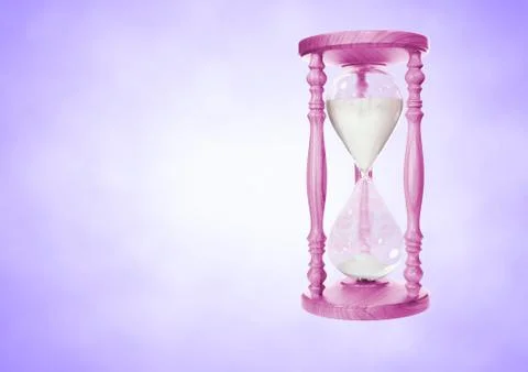 Pink Egg Timer with sand against purple background Stock Illustration