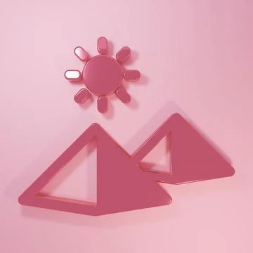 Pink Egypt pyramids icon isolated on pink background. Symbol of ancient Egy.. Stock Illustration