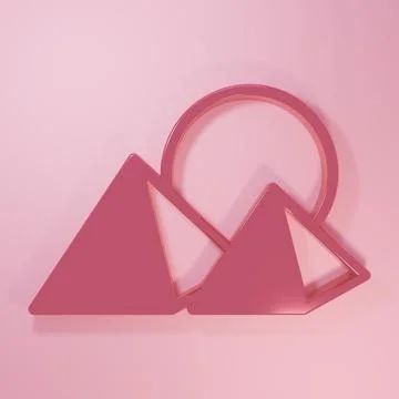 Pink Egypt pyramids icon isolated on pink background. Symbol of ancient Egy.. Stock Illustration