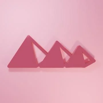 Pink Egypt pyramids icon isolated on pink background. Symbol of ancient Egy.. Stock Illustration