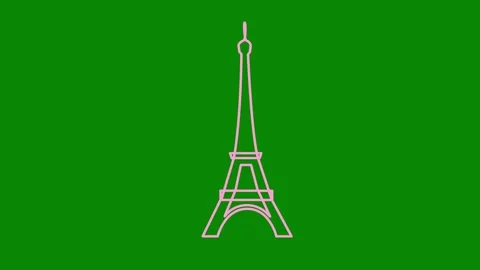 Pink Eiffel Tower green Stock Footage 264475488