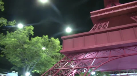 Pink Eiffel tower in Sanya, China  Stock Footage 37809356