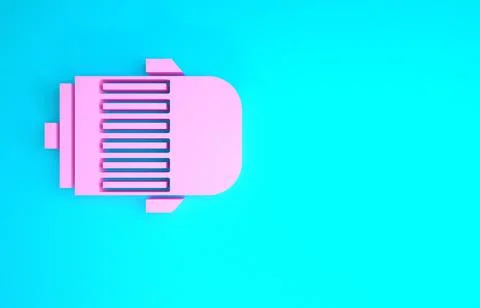 Pink Electric engine icon isolated on blue background. Car alternator. Minima Stock Illustration