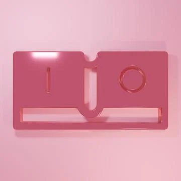 Pink Electric light switch icon isolated on pink background. On and Off ico.. イラスト素材