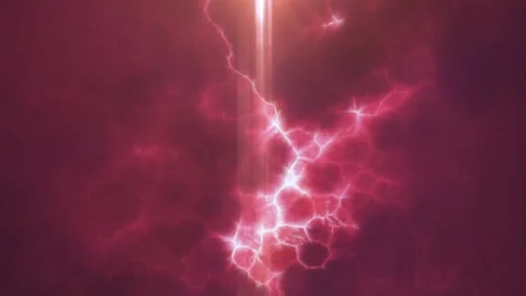 Pink electric plasma wave with glowing sparks and lens flare on dark magent.. Stock Footage 329164736
