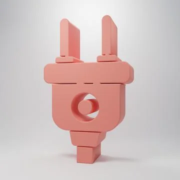 Pink Electric plug icon isolated on pink background. Concept of connection .. Illustrazione stock