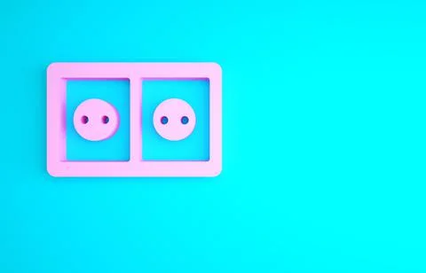 Pink Electrical outlet icon isolated on blue background. Power socket. Rosett Stock Illustration