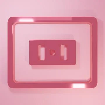 Pink Electrical outlet icon isolated on pink background. Power socket. Rose.. Illustrazione stock