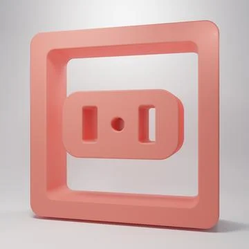Pink Electrical outlet icon isolated on pink background. Power socket. Rose.. Stock Illustration