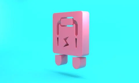 Pink Electrical panel icon isolated on turquoise blue background. Switch leve Stock Illustration