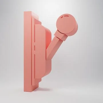 Pink Electrical panel icon isolated on pink background. Switch lever. Minim.. Stock Illustration