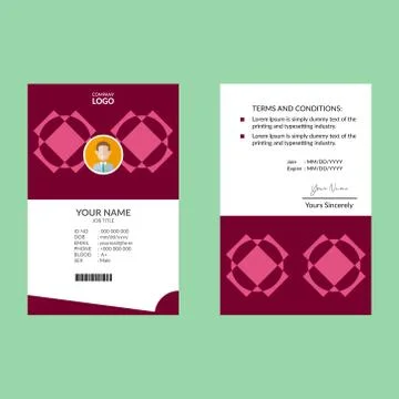 Pink Elegant ID Card Design Template Stock Illustration