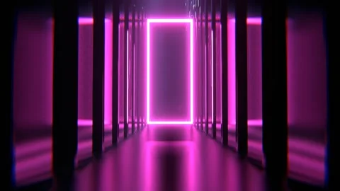 Pink Elegant Neon Alien Endless Corridor Background VJ Loop l 4K Stock Footage 301241792