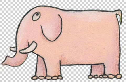 A pink elephant isolated on white background 库存插图