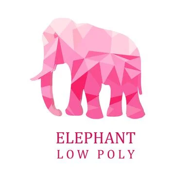 Pink Elephant on white isolated background. Low poly. Vector illustration. Stock Illustration