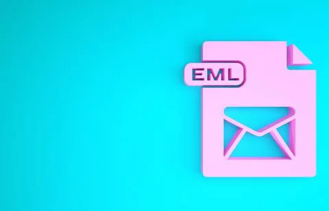 Pink EML file document. Download eml button icon isolated on blue background. Stock Illustration