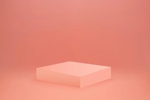 Pink empty 3d podium. Square shape showroom pedestal. Empty platform Stock Illustration