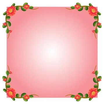 A pink empty border template with flowers Stockillustratie