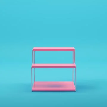 Pink empty product display on bright blue background in pastel colors Stock Illustration