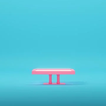 Pink empty product display on bright blue background in pastel colors Stock Illustration