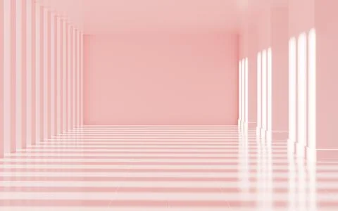 Pink empty room, 3d rendering. Stock Illustration