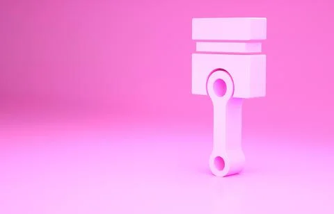 Pink Engine piston icon isolated on pink background. Car engine piston sign Stock Illustration