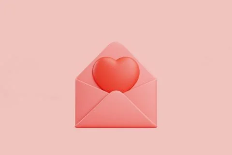 Pink Envelope with Heart Icon Inside Stock Illustration