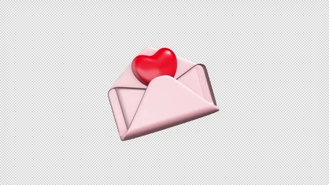 Pink Envelope with Heart Shaped Stock Footage 308229681