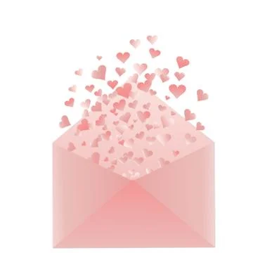 Pink envelope with hearts Stock Illustration