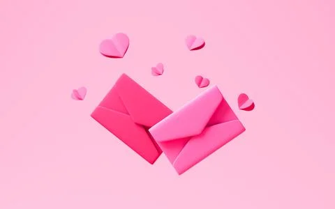 Pink envelope. Information love transfer. Love letter or wedding invitation.. Stock Illustration