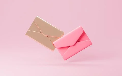 Pink envelope. Information love transfer. Love letter or wedding invitation.. Stock Illustration
