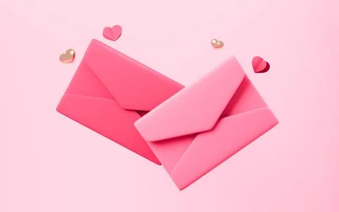 Pink envelope. Information love transfer. Love letter or wedding invitation.. Stock Illustration