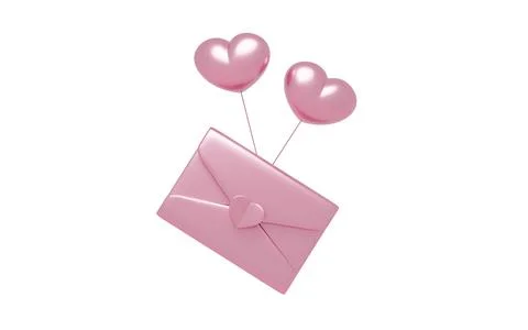 Pink envelope. Information love transfer. Love letter or wedding invitation.. Stock Illustration