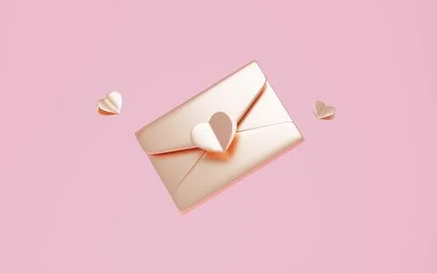 Pink envelope. Information love transfer. Love letter or wedding invitation.. Stock Illustration