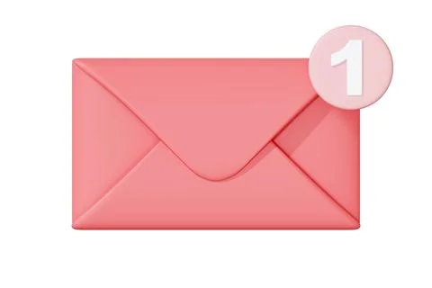 Pink Envelope with New Message Notification Icon Stock Illustration