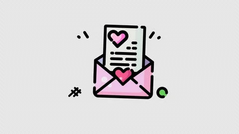 Pink envelope opens to reveal a love note inside Video stock 342505565