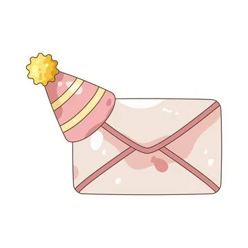 Pink envelope with party hat Stock Illustration