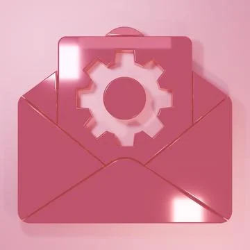 Pink Envelope setting icon isolated on pink background. Minimalism concept... Stock Illustration