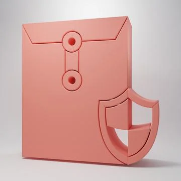 Pink Envelope with shield icon isolated on pink background. Insurance conce.. Stockillustratie