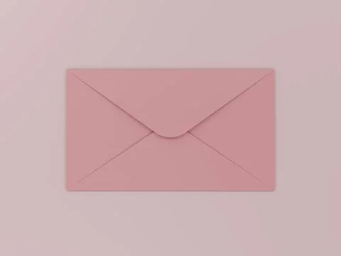 Pink envelope simple communication packaging 3D render illustration Illustrazione stock