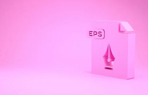Pink EPS file document. Download eps button icon isolated on pink background. Illustrazione stock