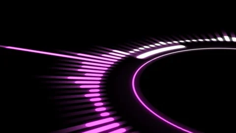 Pink equalizer on a black background, circle rotation Stock Footage 101302782