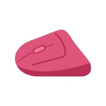Pink ergonomic vertical computer mouse vector icon Stock Illustration