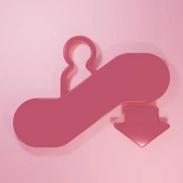 Pink Escalator down icon isolated on pink background. Minimalism concept. 3.. Stock Illustration