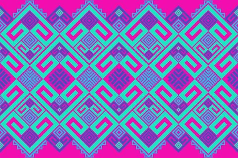 Pink ethnic geometric fabric pattern Stock Illustration